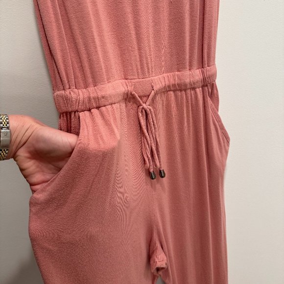 Pink Drawstring Jumpsuit - Picture 6 of 7